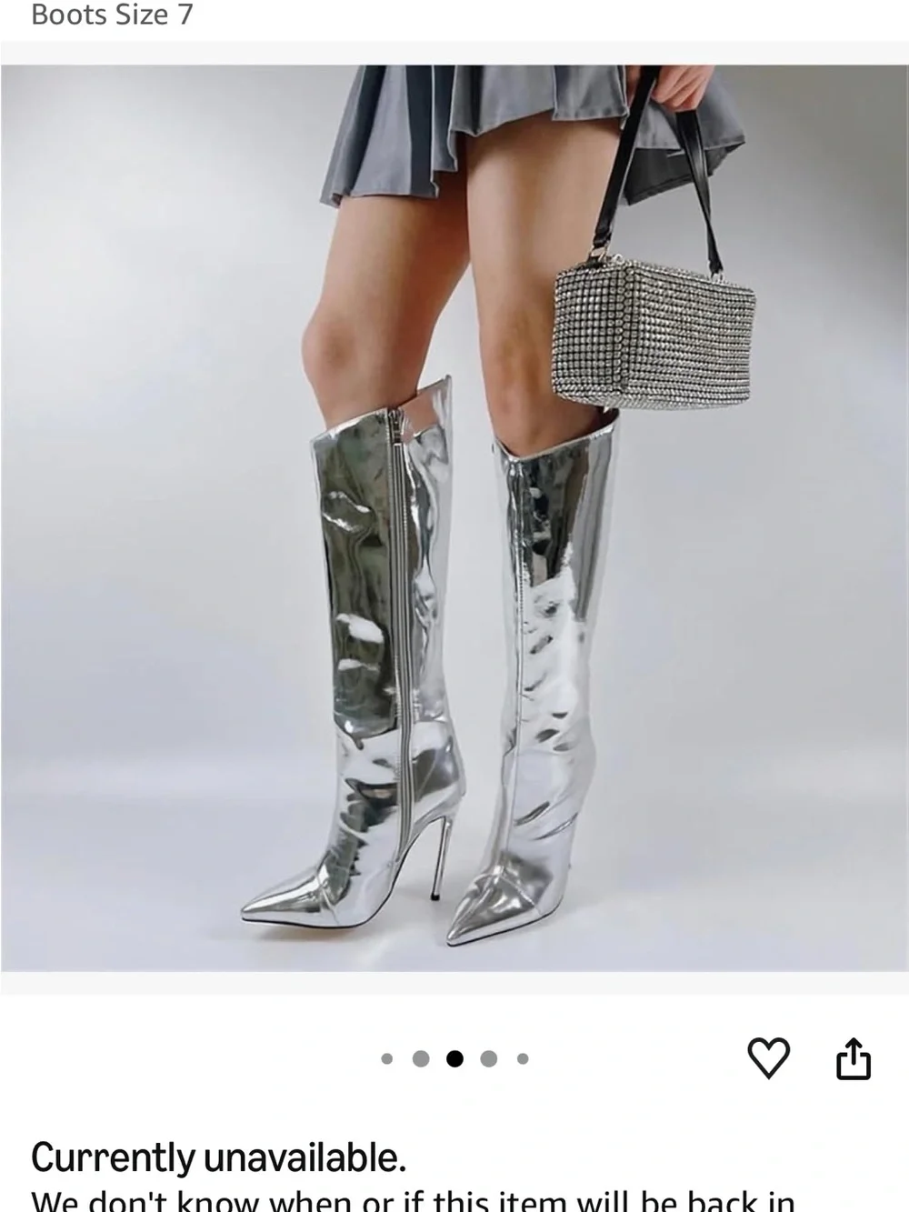 Silver Metallic Knee-High Stiletto Boots for Women